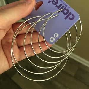 Silver Hoop Earrings - 3 Pairs